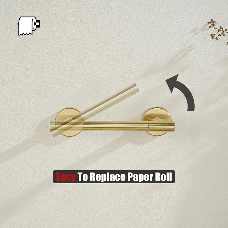 JQK Gold Toilet Paper Holder, Double Post Pivoting Tissue Holder
