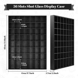 2 Pcs Large Shot Glass Display Case Wooden Shot Glass Holder Display Wall Mounted Shadow Box with Removable Shelves Shot Glasses Shelf Glass Rack Thimble Display Case Shot Glass Storage Case, 56 Slots