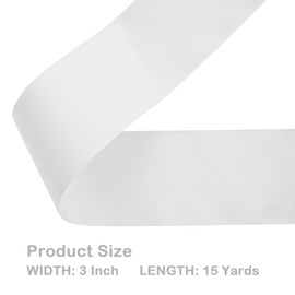 LoomJoyz Double Face 3 Inch×15 Yards Grosgrain Ribbon White Grosgrain Ribbon for Gift Wrapping Sewing Hair Bow Flower Bouquet Crafts Weddings Floral Arrangements