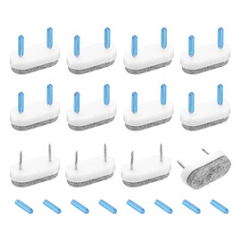 sourcing map 12Pcs Nail-on Felt Furniture Pads, Rounded Rectangle Felt Pads Furniture Sliders Floor Protectors for Wooden Furniture Table Sofa Chair Leg (18mm, White)