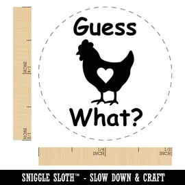 Guess What Chicken with Heart Chicken Egg Rubber Stamp - 1/2 Inch Mini