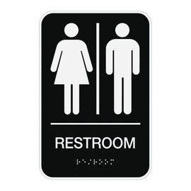 Cosco ADA Sign, MENS/WOMEN Combo, 6" x 9", Black (098096)