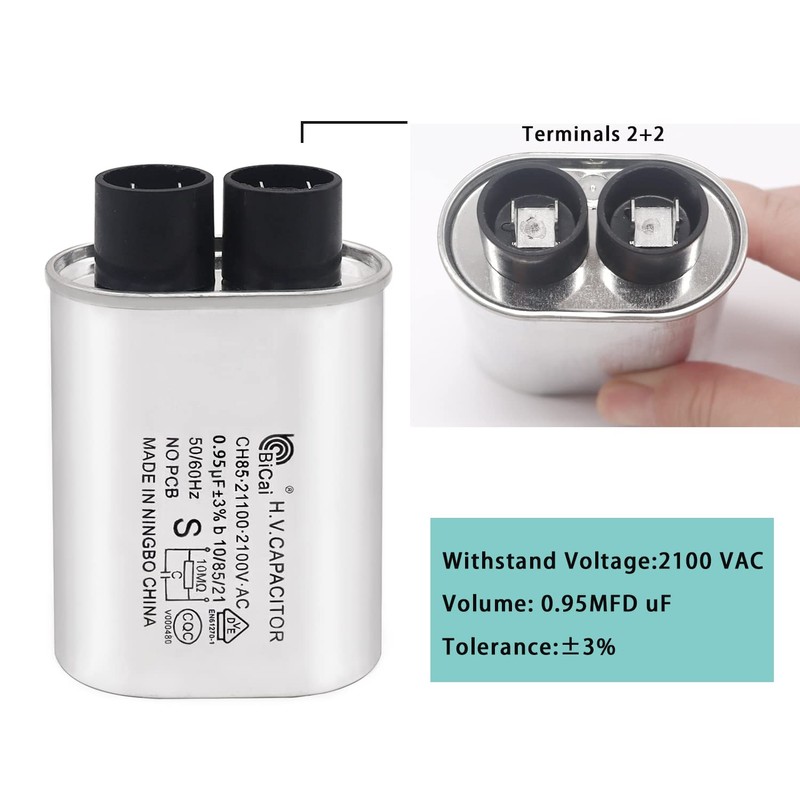 Tnisesm Microwave Capacitor 0.95uF 2100V, High Voltage Capacitor 1/4" Standard