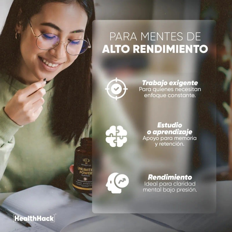 Homodeus Platinum Nootrópico Mejorado Suplemento Natural Hongo Melena León Bacopa