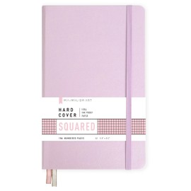 Minimalism Art, Premium Hard Cover Notebook Journal, Medium, A5 5.8" x 8.3", Squared Grid Page, Pink, 234 Numbered Pages, Gusseted Pocket, Ribbon Bookmark, Ink-Proof Paper 120gsm