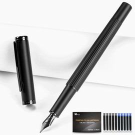 JINHAO Pluma estilográfica fina, incluye cartuchos de tinta y convertidor, peso perfecto, flujo óptimo, sin saltos                                    