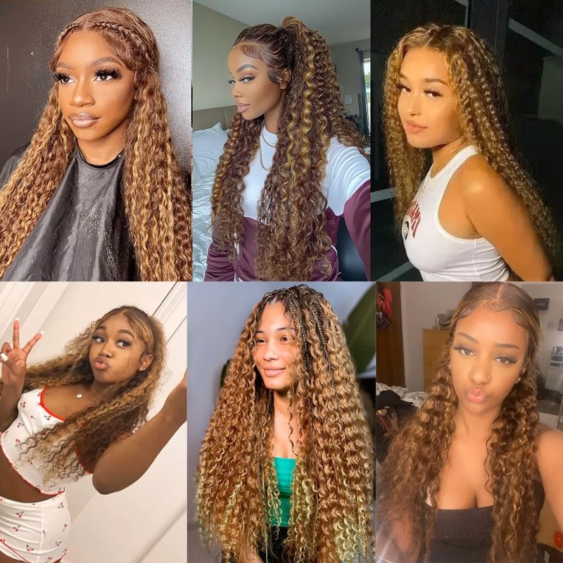 Niciitysi Highlight Blonde Deep Wave Bundles Human Hair T1BP4/27 Three