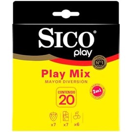Sico Play Mix, Condón de látex texturizado y de sabores mixtos 20 pzas