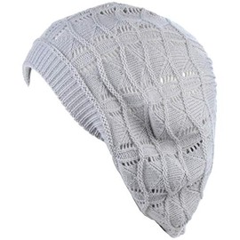 BYOS - Gorro de punto suave y ligero, Rayas onduladas gris plateado., Talla única