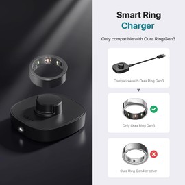Travel-Friendly Smart Ring Charger, Compatible with Oura Ring Gen3 Charger Size 12, Fast and Safe Charging with USB-C Cable (Black) - Essential for Smart Ring Users