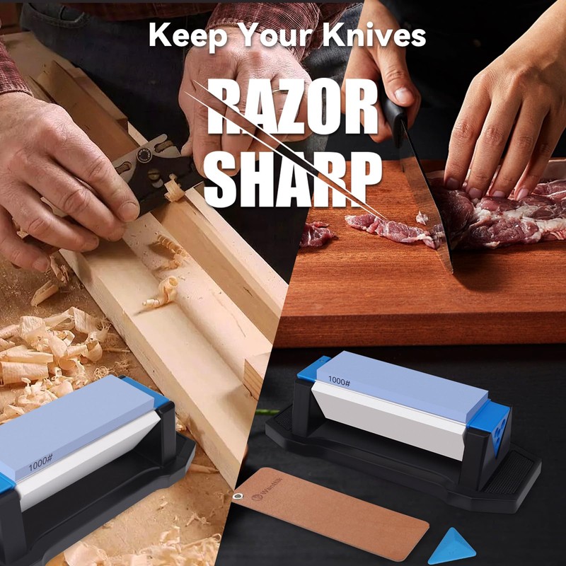 Wanttik Knife Sharpening Stone, 3 Sides Grit 400/1000/5000, Whetstone Knife