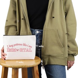 PYOUL Kosmetiktasche mit Kreuzstich-Motiv, Motiv: "I Buy Patterns Like I Am Immortal", für Kaffeeliebhaber, Kosmetiktasche, Stichzubehörtasche, Musterbeutel kaufen