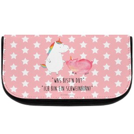 Mr. & Mrs. Panda Cosmetic Bag Unicorn + Pig Horn, red, Hand Drawn