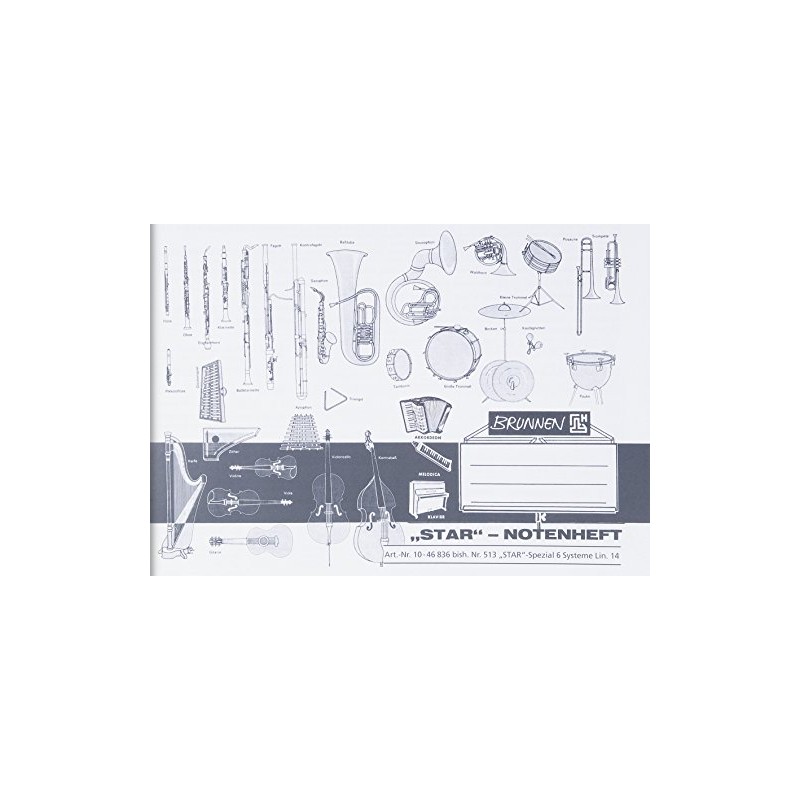 Brunnen 1046836 music sheet notepad (A5, 8 sheets landscape format,
