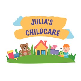 Daycare - Removable Multicolored Kids Playroom Decor Art Teddy Bear Recreational Garden Design Vinyl Wall Decal - Customized Name Lettering Art Adhesive Daycare Decor Vinyl Wall Sticker 20" x 12"