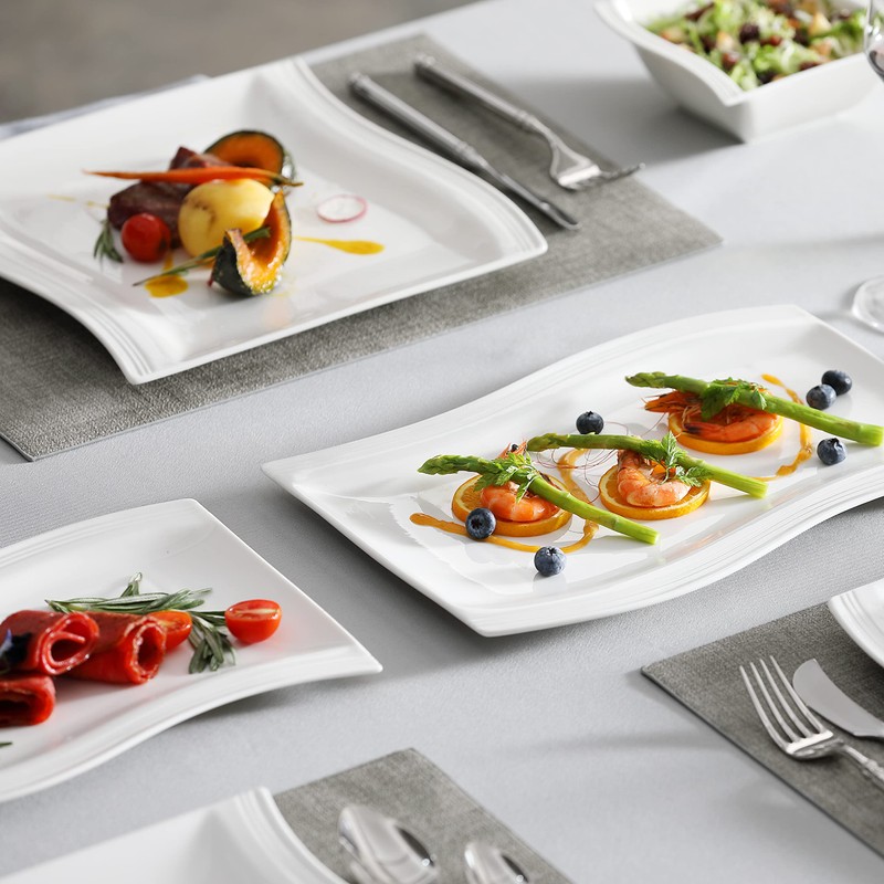 MALACASA Plates and Bowls Sets, 26-Piece Porcelain Dinnerware Sets for