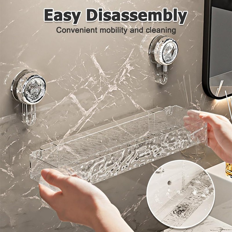 MiOYOOW Clear Shower Caddy, Heavy Duty Suction Cup Shower Shelf