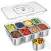 FANCILLA Snackle Box Container, 8 Compartment Stainless Steel Divided Serving