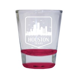 Houston Texas Souvenir 1.5 Ounce Engraved Shot Glass Round Red Single Unit