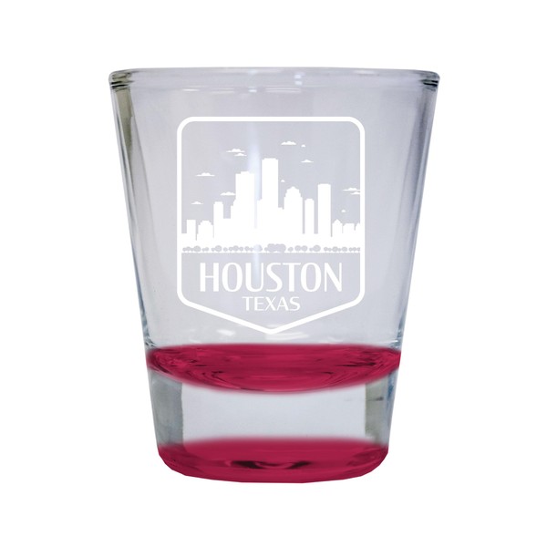 Houston Texas Souvenir 1.5 Ounce Engraved Shot Glass Round Red