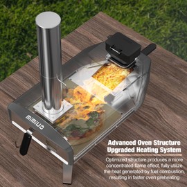 Mimiuo Outdoor Pizza Oven 12" Pellet Pizza Oven with Square Pizza Stone, 12 Inch Portable Pizza Stove for Outside Backyard Camping Picnics