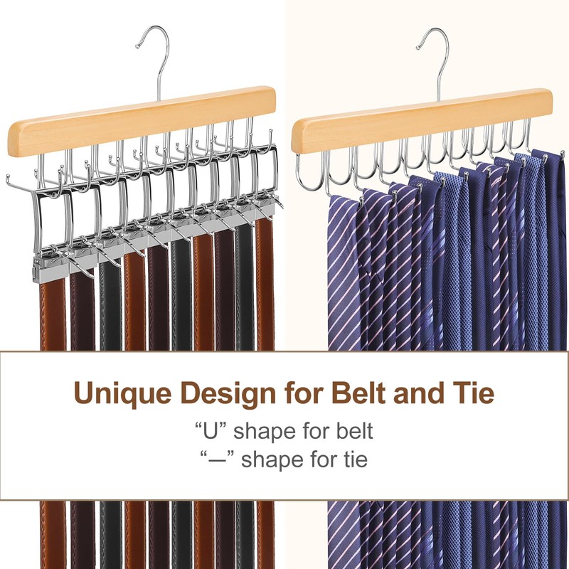 TOPIA HANGER 2 in 1 Belt Tie Hanger for Closet