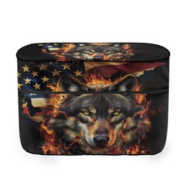 Whosucclay American Flag Wolf RV Propane Tank Cover Anti Dust Heavy Duty Cover for RV, Travel Trailer Sun Protection Propane Tank Covers for Double 20LB 30LB 40LB