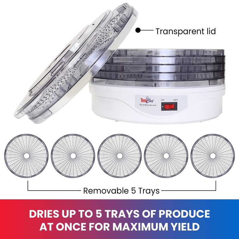 Total Chef Food Dehydrator - 5-Tier Liofilizadora, Air Drying Jerky,
