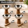Lonshield Stainless Steel Dessert Bowls Set of 4 with Wooden