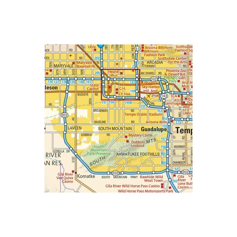 Phoenix, Arizona Wall Map, large - 22.75" x 21.5" (Laminated)