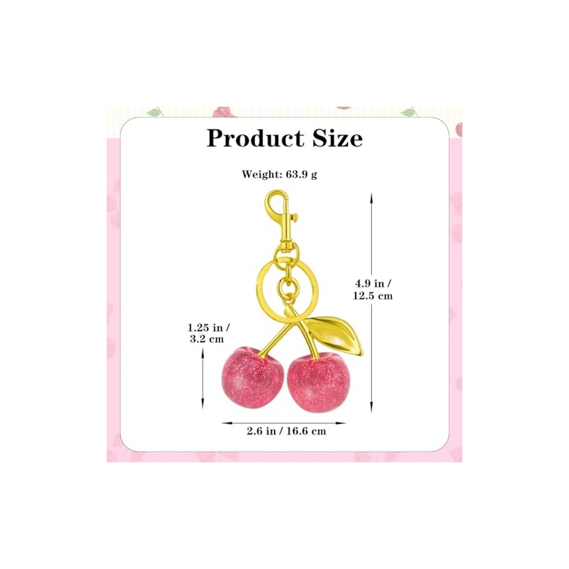 Gorgeous Cherry Bag Charm Set - Gold & Silver Keychain