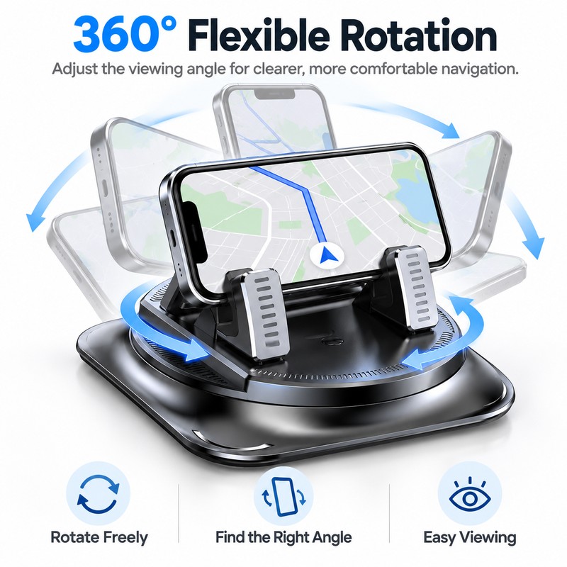 Universal Dashboard Phone Holder for Navigation – Non-Slip Silicone 360°