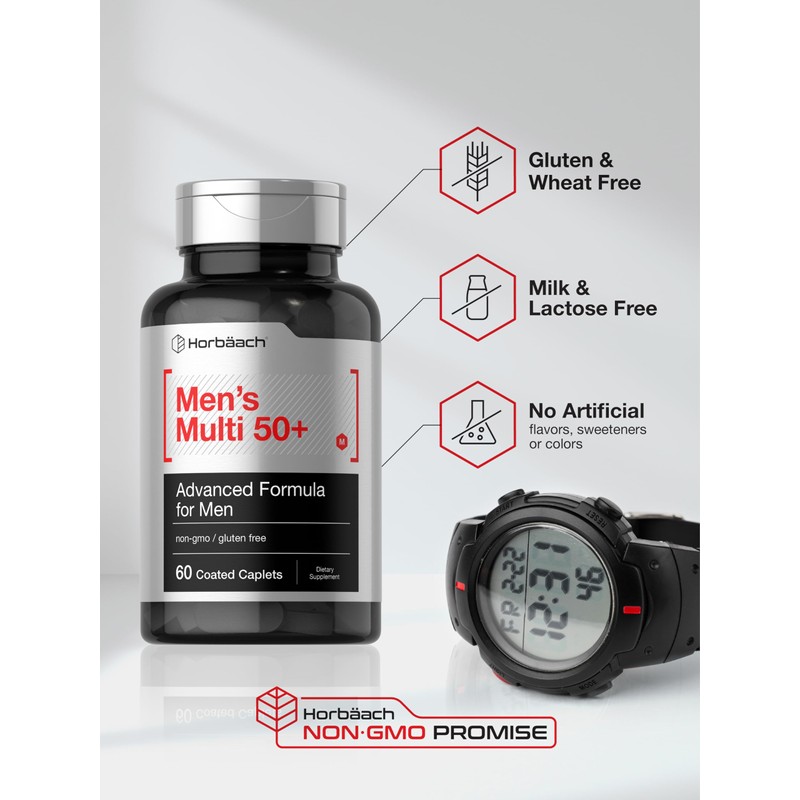 Horbäach Mens Multivitamins 50 Plus | 60 Caplets | with