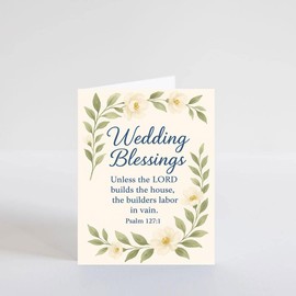 PICTURE THIS PRINTS Psalm 127:1 Bible Verse Wedding Greeting Card, Religious Wedding Blessings Card with Scripture, Christian Couple Marriage Anniversary Wishes, Comes with Envelope (5x7”)