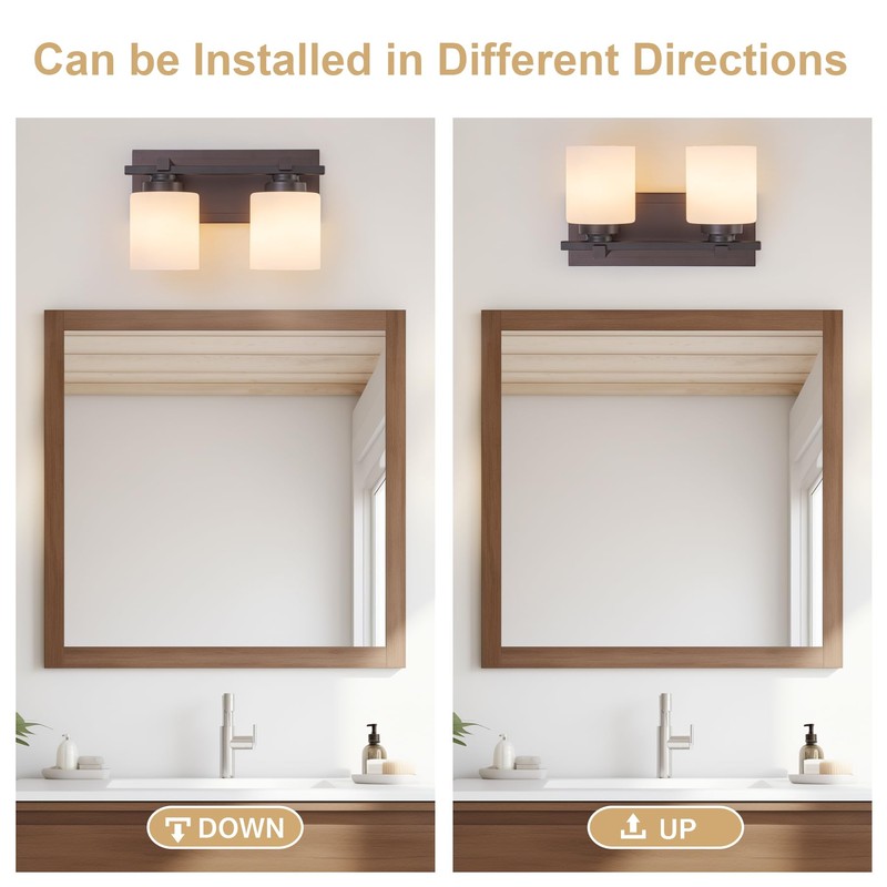 BrkNit 2 Light Modern Bathroom Light Fixtures Over Mirror, Bronze