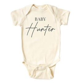 Custom Name Onesie® - Last Name or First Name Baby Bodysuit - 100% Cotton, Cream Color (6 Month, Cream)