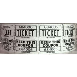 The Ticket Gurus Raffle Tickets - (4 Rolls of 2000 Double Tickets) 8,000 Total 50/50 Raffle Tickets (Blue/Green/Red/White) …
