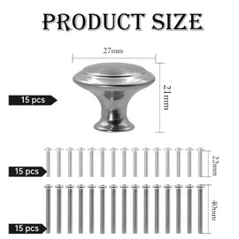 YREYBN 15Pcs Cabinet Door Knobs, Wardrobe Door Handles,Kitchen Furniture Cabinet Knob with 30 Long Short Screws for Cupboard Wardrobe Drawer Bedroom Bathroom Racks Furniture
