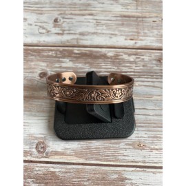 Magnetic Crystal Flower Pattern Magnetic Therapy Pure Copper Bangle Bracelet