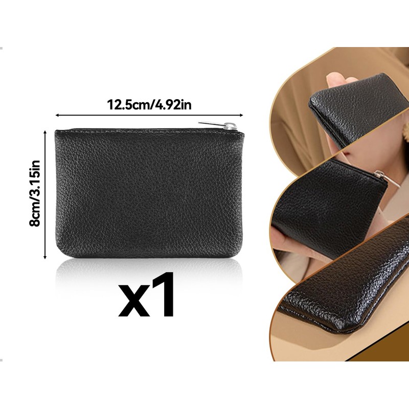 Emezddo Purse, PU Lychee Pattern Coin Purses, Portable Minimalist Purse,