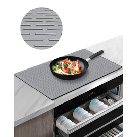 Cynrikah Stove Covers For Electric Stove Top, Easy Clean Stove Top Cover For Protecting Glass Surfaces, Kitchen Gadgets Silicone Stove Top Mat With Unique Texture - 21''x 30''(Grey)
