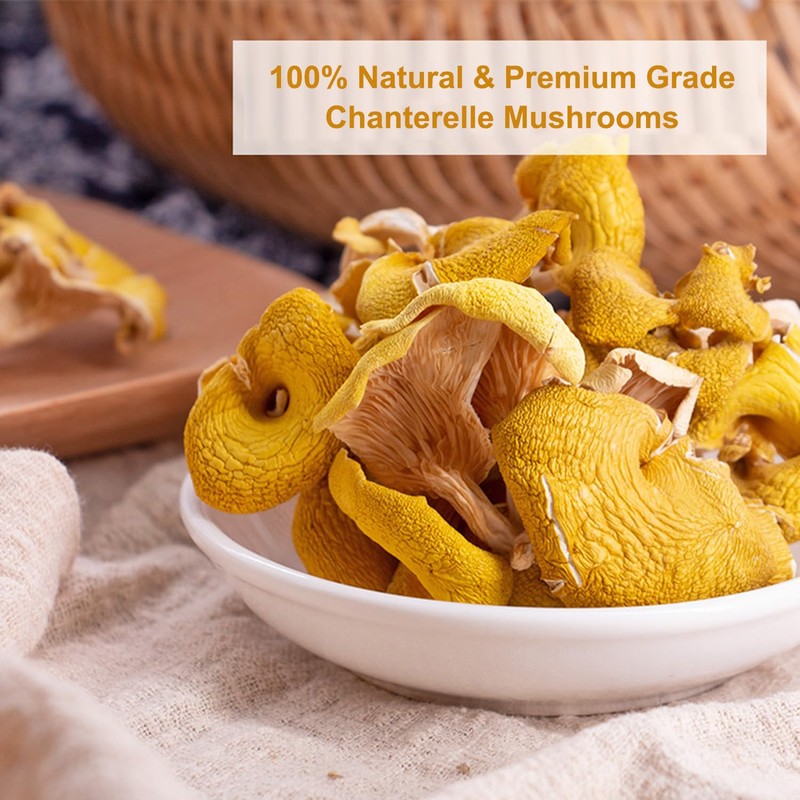 Dried Sliced Chanterelle Mushrooms - 2.5 oz, All-Natural Chanterelle for