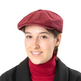 Stetson Hatteras Newsboy Cap Made of Organic Cotton Men - Sustainable Cotton Cap - Flat Cap with UV Protection 40 - Vintage Peaked Cap - Spring/Summer Khaki XL (60-61 cm)