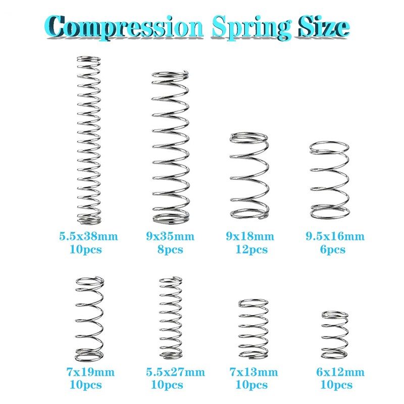 Yuentoen 200 Piece Spring Assortment Set Kit, Compression Springs Assortment,