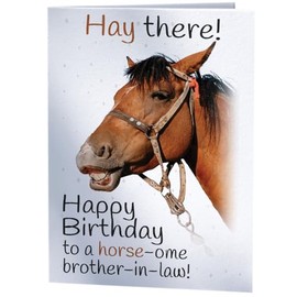 Joke Funny Horse Riding Racing Birthday Card for Brother-in-law