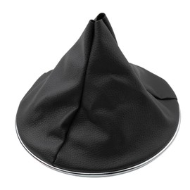 MangWany Car Gear Knob Dust Cover Black Leather + Chrome Ring Frame for F-iat 500 500C 2007-2015 50293173 50295075 50295325 55344016