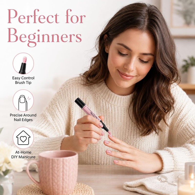 Pink Nail Polish Pens 6 Colors, Quick Dry Water Based