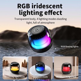 M88 Portable Bluetooth Speaker, IPX5 Waterproof, RGB iridescent lighting effect 360 stunning sound Small But Powerful Sound - Color: Black