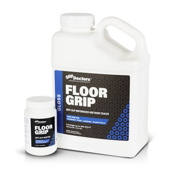 Floor Grip Anti-Slip Floor Finish (Gloss) for Vinyl, Wood, and Laminate – Clear Non-Slip Grip Coating to Fix Slippery Floors and Stairs