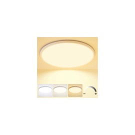 MOONSEA 24 Inch Flush Mount Ceiling Light Fixture 48W - 3000K/4500K/6000K Adjustable Round Large Kitchen Light Fixtures Ceiling 4800lm, Dimmable Light Fixtures for Bedroom, White